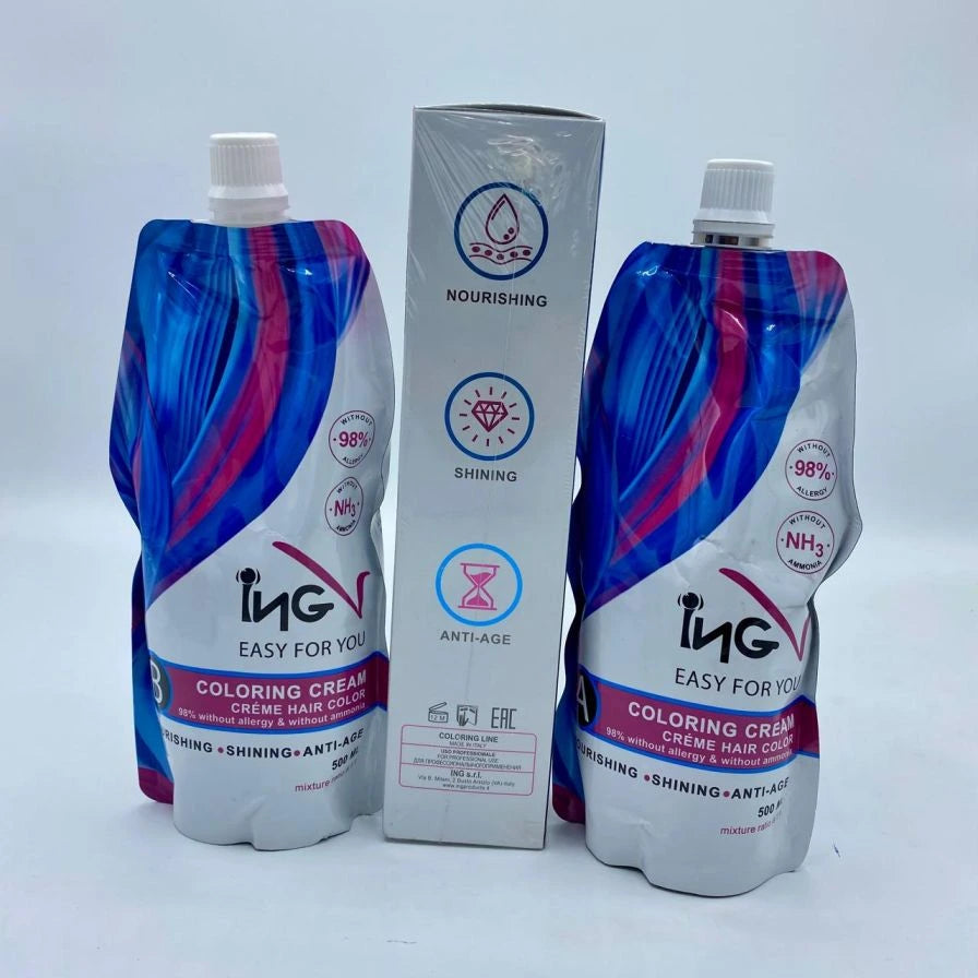 ING Easy For You ہیئر کلر کریم – اٹلی سے درآمد شدہ Easy to Use | Ammonia Free | 100٪ سفید بالوں کو کلر