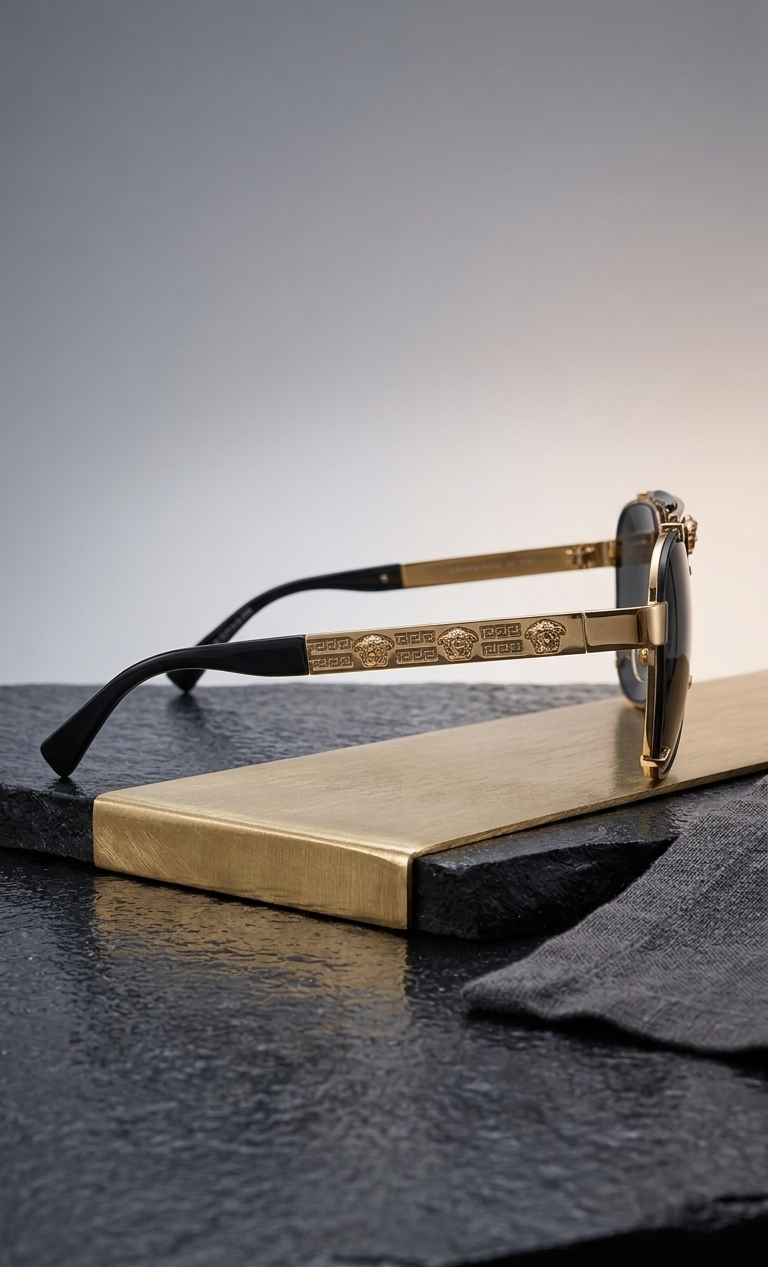 Versace Men's Medusa Studded Pilot Sunglasses