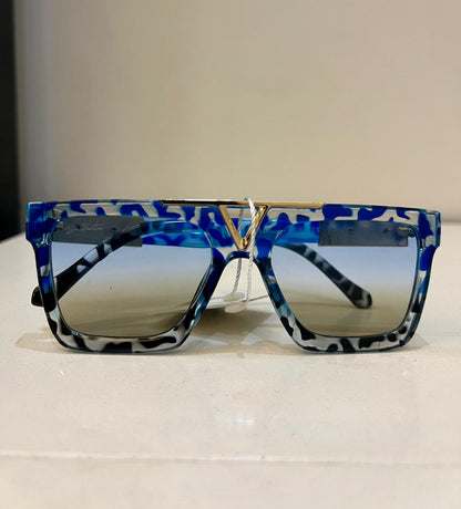 Lv | Riviera Blue Camo Luxury Shield Sunglasses