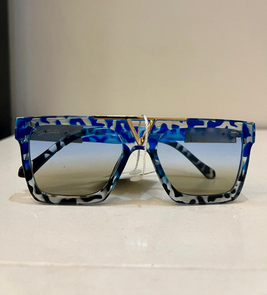 Lv | Riviera Blue Camo Luxury Shield Sunglasses