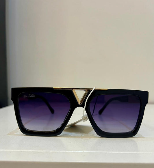 LV | Midnight Noir Gold 'V' Shield Sunglasses