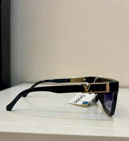 LV | Midnight Noir Gold 'V' Shield Sunglasses