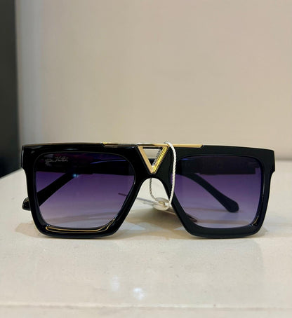 LV | Midnight Noir Gold 'V' Shield Sunglasses
