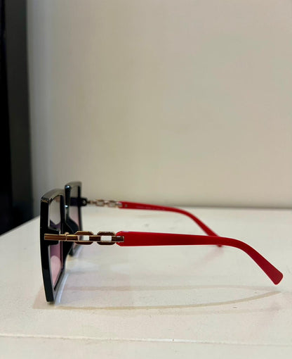 Gucci | Crimson Chain Luxury Oversized Sunglasses