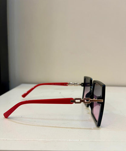Gucci | Crimson Chain Luxury Oversized Sunglasses