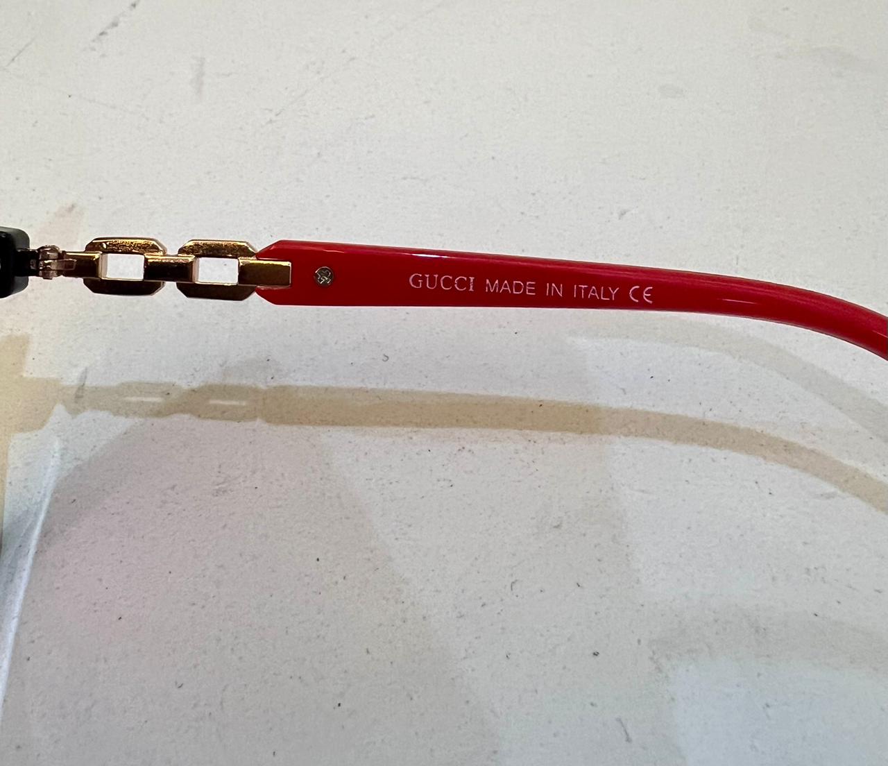 Gucci | Crimson Chain Luxury Oversized Sunglasses
