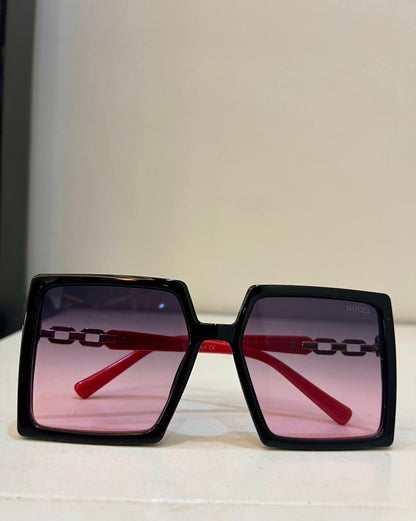 Gucci | Crimson Chain Luxury Oversized Sunglasses