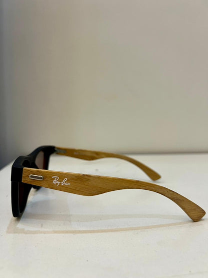 RayBan | Matte Black & Wood-Grain Sunglasses